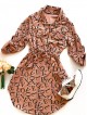  Rochie dama ieftina casual roz tip camasa cu imprimeu Litere