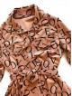  Rochie dama ieftina casual roz tip camasa cu imprimeu Litere