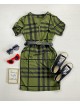  Rochie casual tip camasa khaki scurta stramta in dungi + curea CADOU