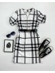  Rochie casual tip camasa alba scurta stramta in dungi + curea CADOU