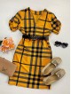  Rochie casual tip camasa galbena scurta stramta in dungi + curea CADOU