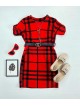  Rochie casual tip camasa rosie scurta stramta in dungi + curea CADOU