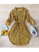  Rochie dama ieftina casual galbena tip camasa cu imprimeu Litere