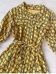  Rochie dama ieftina casual galbena tip camasa cu imprimeu Litere
