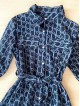  Rochie dama ieftina casual bleumarin tip camasa cu imprimeu Litere