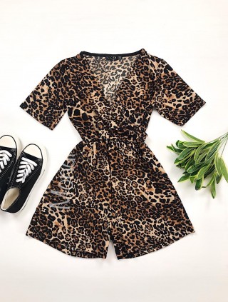 Salopeta casual scurta de vara cu model animal print