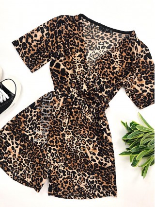 Salopeta casual scurta de vara cu model animal print