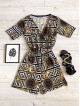 Salopeta dama casual scurta neagra cu imprimeu zig-zag