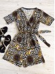 Salopeta dama casual scurta neagra cu imprimeu zig-zag