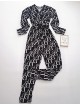 Salopeta dama eleganta animal print cu maneca lunga si cordon in talie cu imprimeu DDD