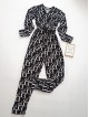 Salopeta dama eleganta animal print cu maneca lunga si cordon in talie cu imprimeu DDD