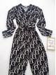 Salopeta dama eleganta animal print cu maneca lunga si cordon in talie cu imprimeu DDD