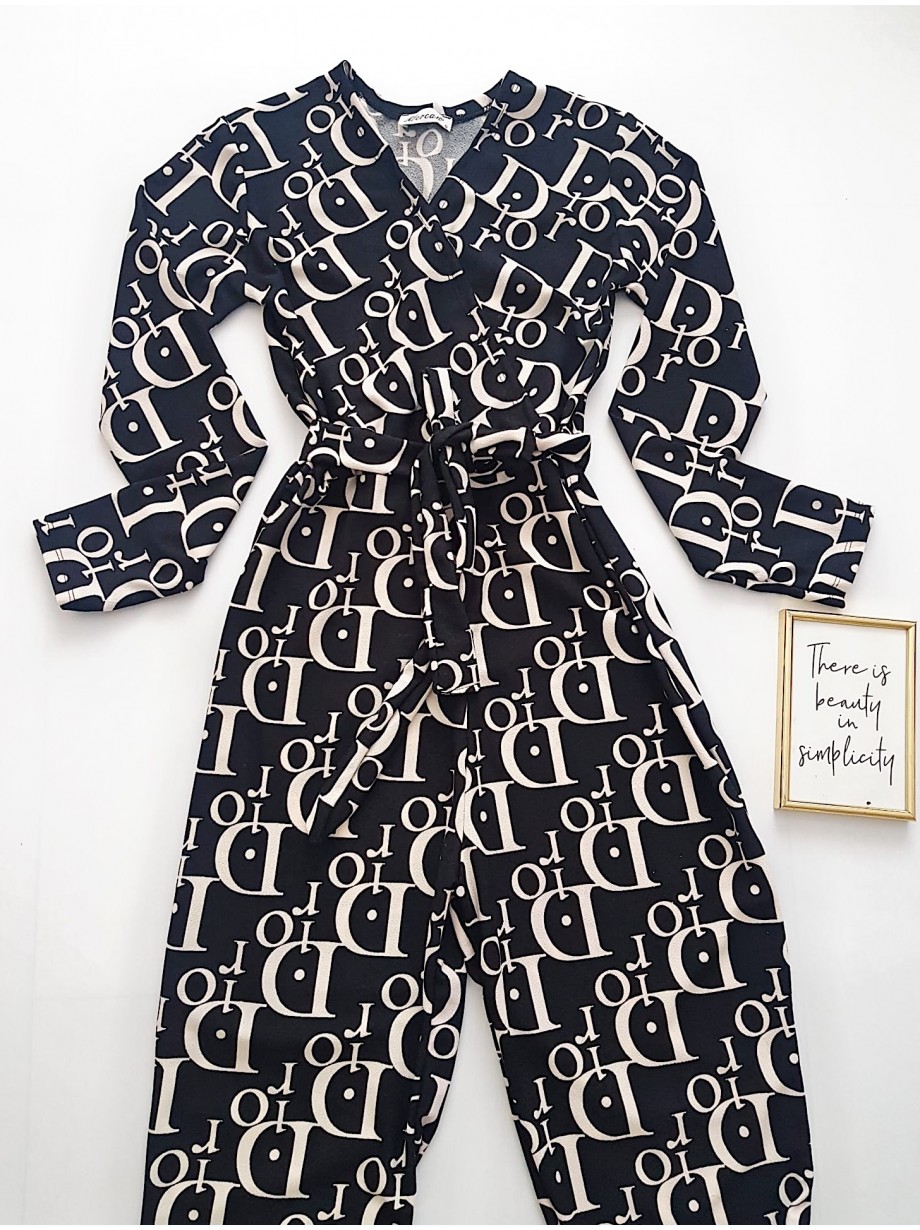 Salopeta dama eleganta animal print cu maneca lunga si cordon in talie cu imprimeu DDD