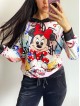 Trening dama negru din CATIFEA cu pantaloni lungi cu snur si bluza neagra cu gluga imprimeu MINNIE MOUSE happy