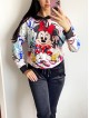 Trening dama negru din CATIFEA cu pantaloni lungi cu snur si bluza neagra cu gluga imprimeu MINNIE MOUSE happy