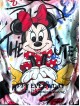 Trening dama negru din CATIFEA cu pantaloni lungi cu snur si bluza neagra cu gluga imprimeu MINNIE MOUSE happy