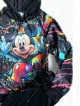 Trening dama negru din CATIFEA cu pantaloni lungi cu snur si bluza neagra cu gluga imprimeu MICKEY  MOUSE happy