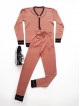 Trening dama ieftin lung din tricot roz cu bluza cu anchior