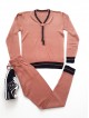 Trening dama ieftin lung din tricot roz cu bluza cu anchior