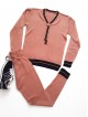 Trening dama ieftin lung din tricot roz cu bluza cu anchior