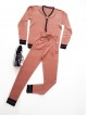 Trening dama ieftin lung din tricot roz cu bluza cu anchior
